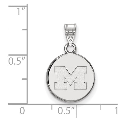 14K White Gold Logoart University Of Michigan Letter M Small Disc Pendant