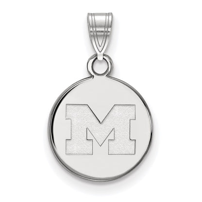 10K White Gold Logoart University Of Michigan Letter M Small Disc Pendant