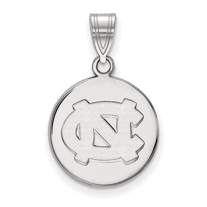 Sterling Silver Rhodium Plated Logoart University Of North Carolina N C Medium Disc Pendant