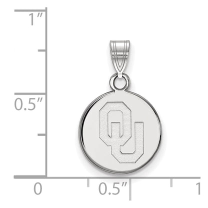 14K White Gold Logoart University Of Oklahoma O U Small Disc Pendant