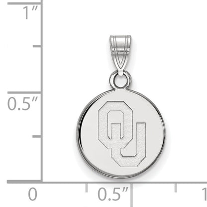Sterling Silver Rhodium Plated Logoart University Of Oklahoma O U Small Disc Pendant