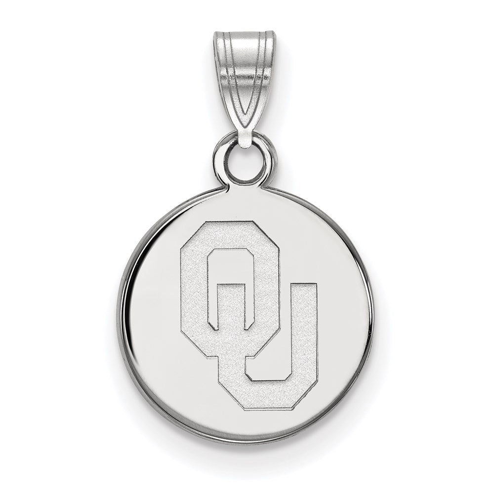 14K White Gold Logoart University Of Oklahoma O U Small Disc Pendant