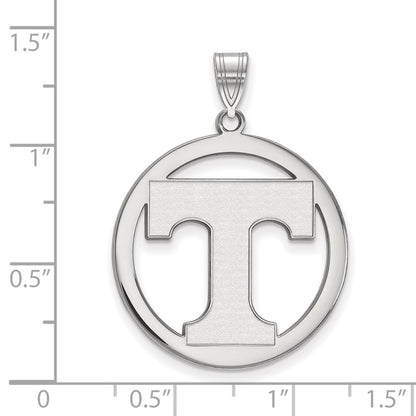 Sterling Silver Rhodium Plated Logoart University Of Tennessee Letter T Extra Large Circle Pendant