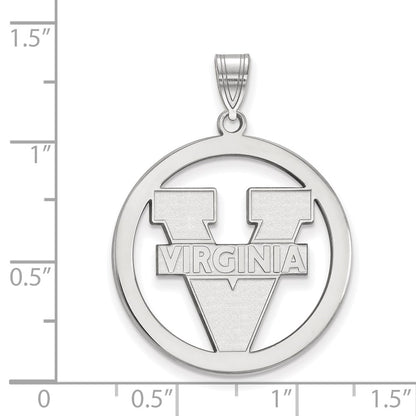 Sterling Silver Rhodium Plated Logoart University Of Virginia Large Circle Pendant