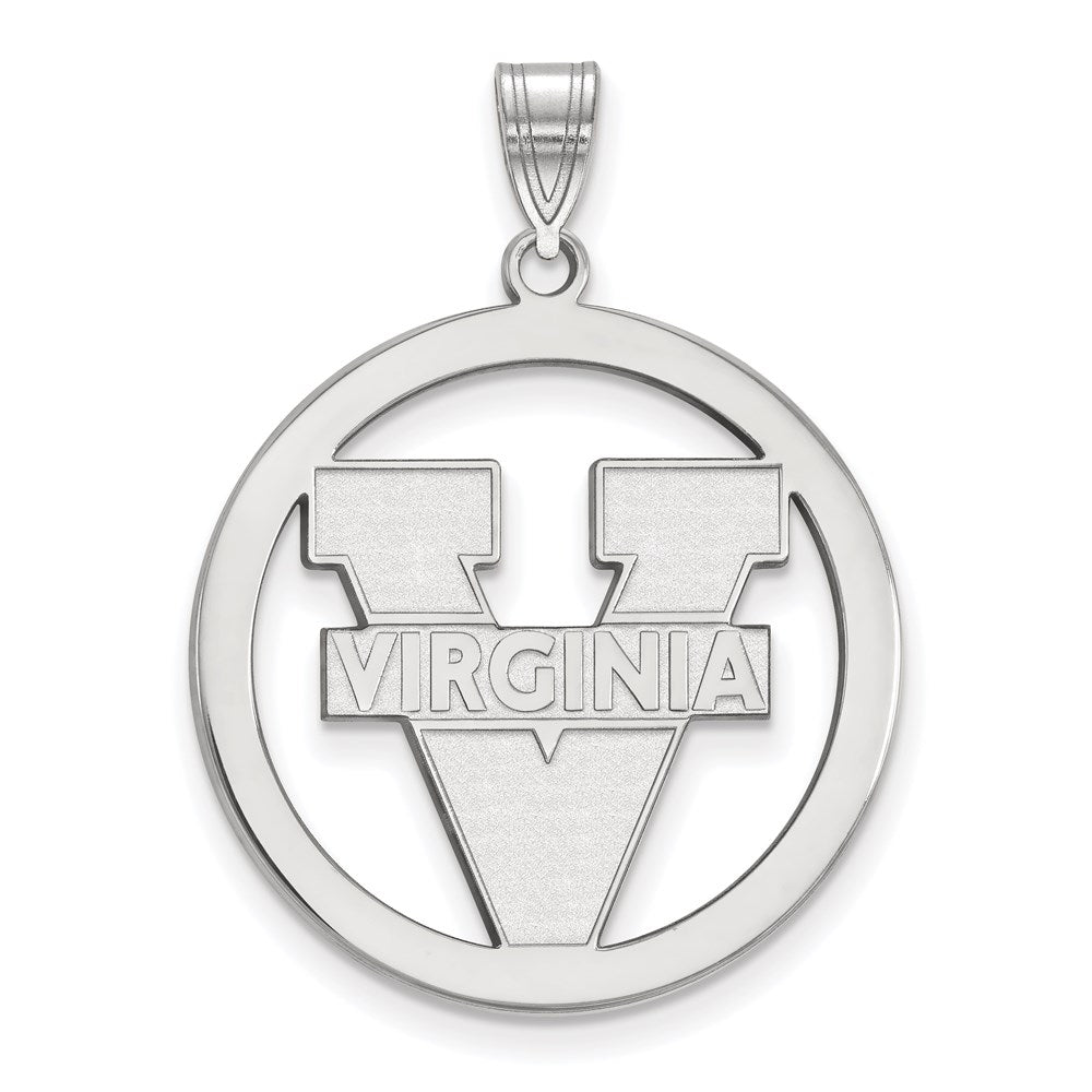 Sterling Silver Rhodium Plated Logoart University Of Virginia Large Circle Pendant