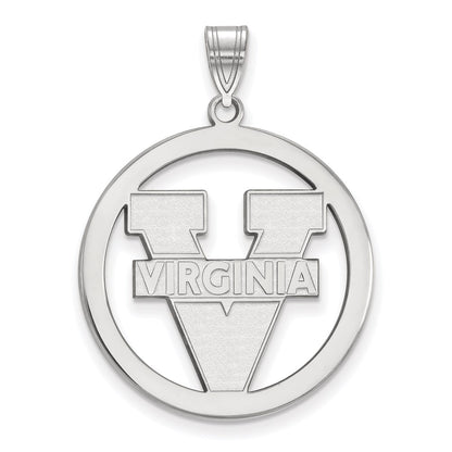 Sterling Silver Rhodium Plated Logoart University Of Virginia Large Circle Pendant
