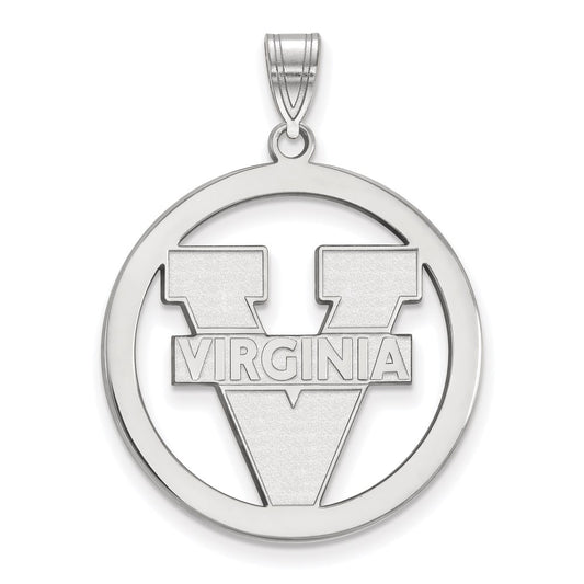 Sterling Silver Rhodium Plated Logoart University Of Virginia Large Circle Pendant