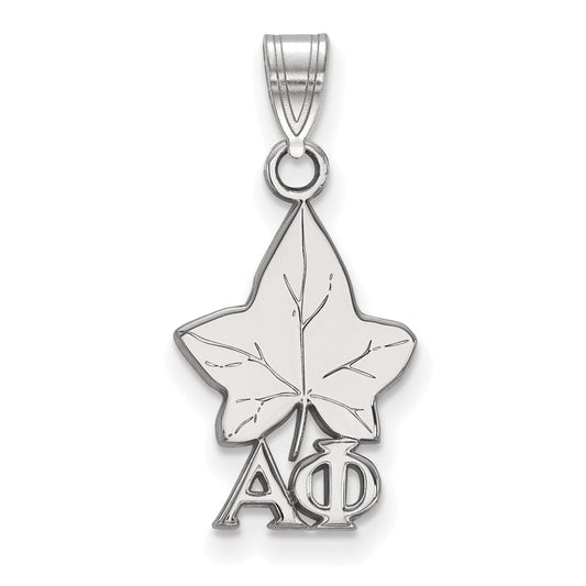 Sterling Silver Rhodium Plated Logoart Alpha Phi Sorority Symbol Small Pendant