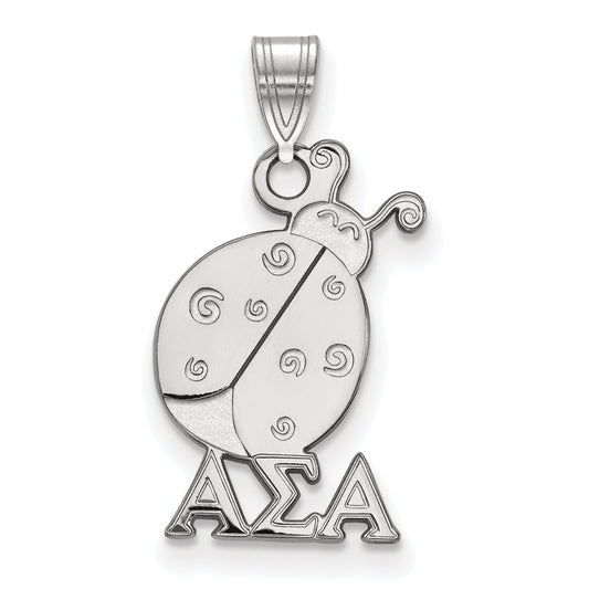 Sterling Silver Rhodium Plated Logoart Alpha Sigma Sorority Symbol Small Pendant