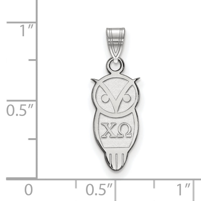 Sterling Silver Rhodium Plated Logoart Chi Omega Sorority Symbol Small Pendant