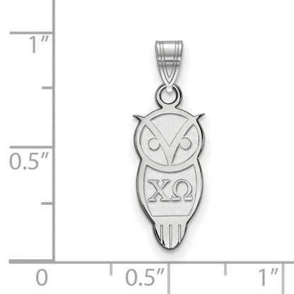 Sterling Silver Rhodium Plated Logoart Chi Omega Sorority Symbol Small Pendant