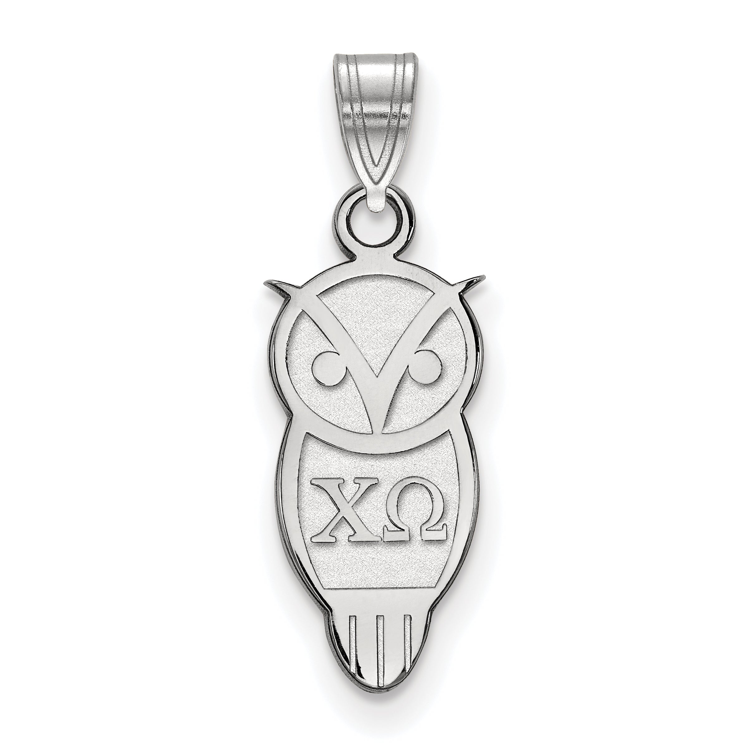 Sterling Silver Rhodium Plated Logoart Chi Omega Sorority Symbol Small Pendant