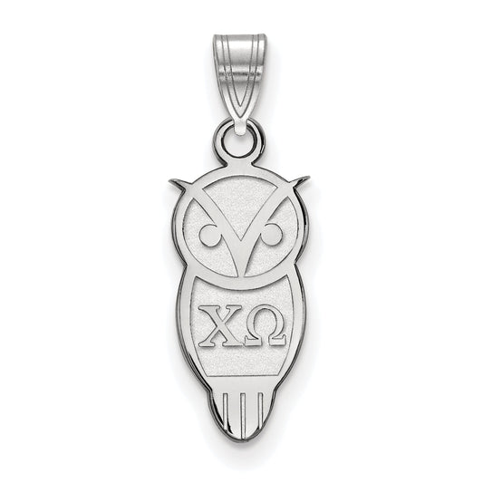 Sterling Silver Rhodium Plated Logoart Chi Omega Sorority Symbol Small Pendant