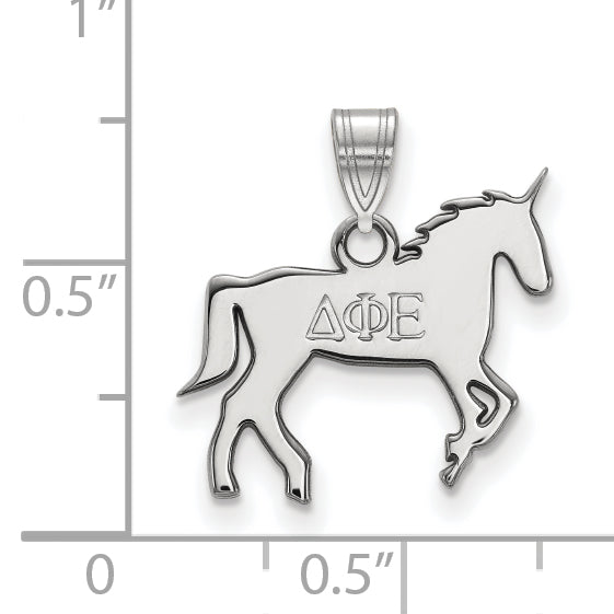 Sterling Silver Rhodium Plated Logoart Delta Phi Epsilon Sorority Symbol Small Pendant