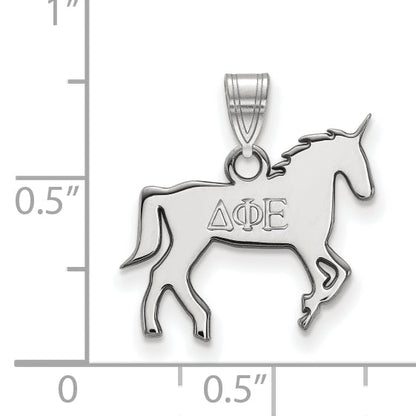 Sterling Silver Rhodium Plated Logoart Delta Phi Epsilon Sorority Symbol Small Pendant
