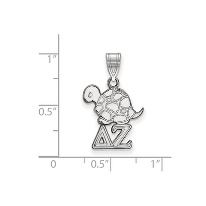 Sterling Silver Rhodium Plated Logoart Delta Zeta Sorority Symbol Small Pendant