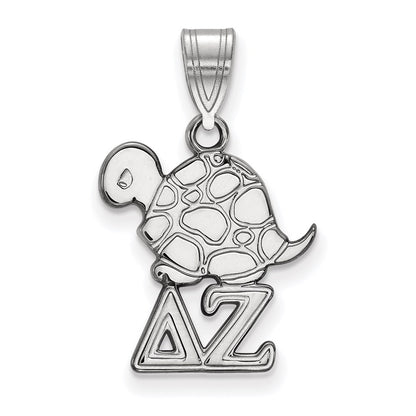 Sterling Silver Rhodium Plated Logoart Delta Zeta Sorority Symbol Small Pendant