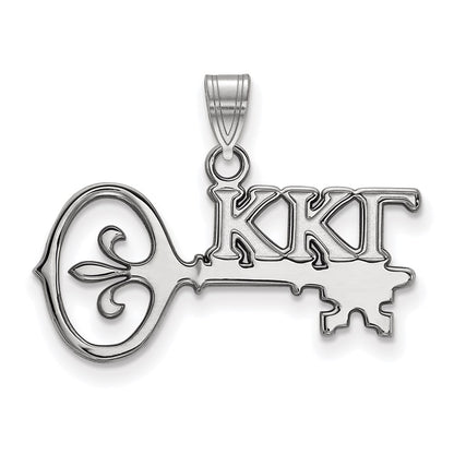 Sterling Silver Rhodium Plated Logoart Kappa Gamma Sorority Symbol Small Pendant