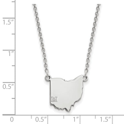10K White Gold Logoart Miami University Ohio Shape 18 Inch Necklace
