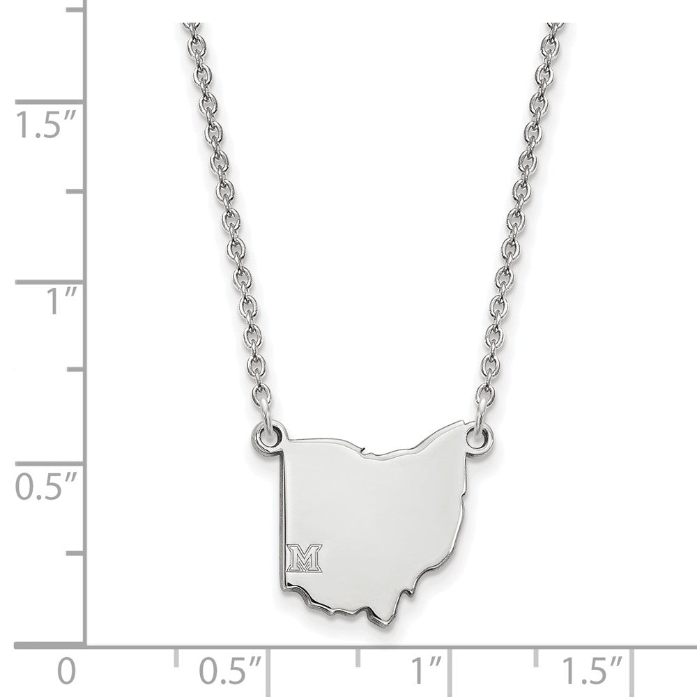 14K White Gold Logoart Miami University Ohio Shape 18 Inch Necklace