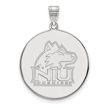 14K White Gold Logoart Northern Illinois University N I U Huskies Extra Large Disc Pendant