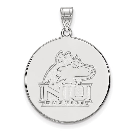 14K White Gold Logoart Northern Illinois University N I U Huskies Extra Large Disc Pendant