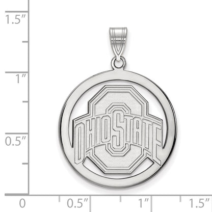 Sterling Silver Rhodium Plated Logoart The Ohio State University Extra Large Circle Pendant