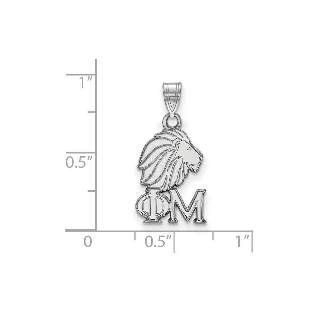 Sterling Silver Rhodium Plated Logoart Phi Mu Sorority Symbol Small Pendant