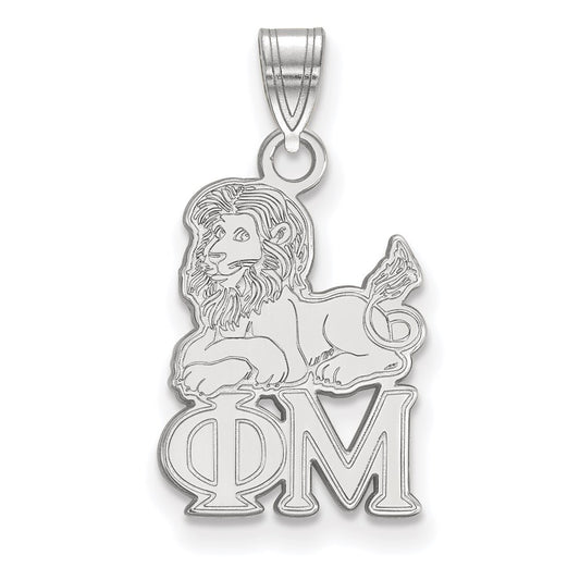 Sterling Silver Rhodium Plated Logoart Phi Mu Sorority Symbol Small Pendant