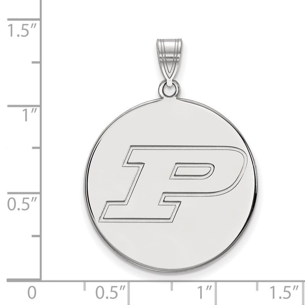 Sterling Silver Rhodium Plated Logoart Purdue University Letter P Extra Large Disc Pendant