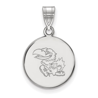 10K White Gold Logoart University Of Kansas Jayhawk Medium Disc Pendant