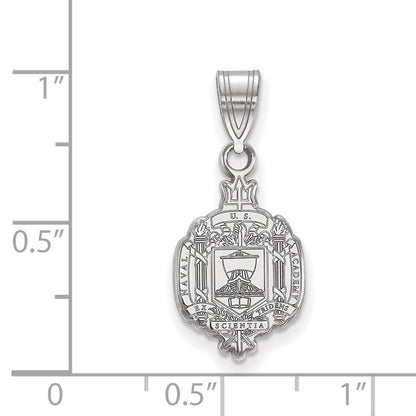 Sterling Silver Rhodium Plated Logoart Us Naval Academy Medium Crest Pendant