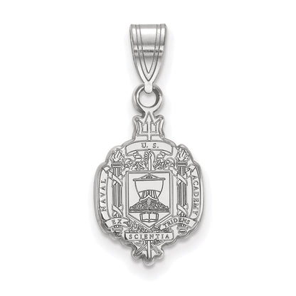 Sterling Silver Rhodium Plated Logoart Us Naval Academy Medium Crest Pendant