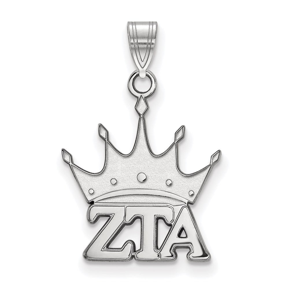 Sterling Silver Rhodium Plated Logoart Zeta Tau Alpha Sorority Symbol Small Pendant