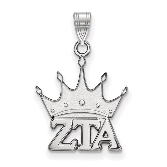 Sterling Silver Rhodium Plated Logoart Zeta Tau Alpha Sorority Symbol Small Pendant