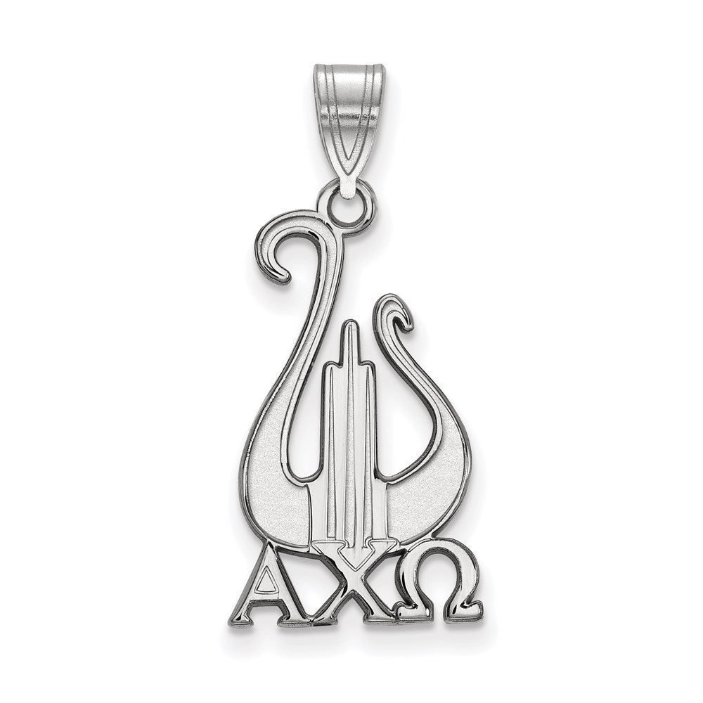 Sterling Silver Rhodium Plated Logoart Alpha Chi Omega Sorority Symbol Large Pendant