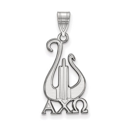 Sterling Silver Rhodium Plated Logoart Alpha Chi Omega Sorority Symbol Large Pendant