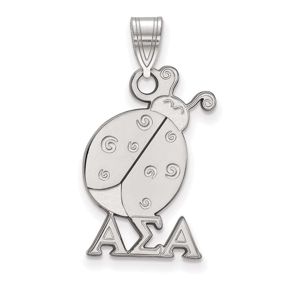 Sterling Silver Rhodium Plated Logoart Alpha Sigma Sorority Symbol Medium Pendant