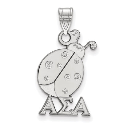 Sterling Silver Rhodium Plated Logoart Alpha Sigma Sorority Symbol Medium Pendant