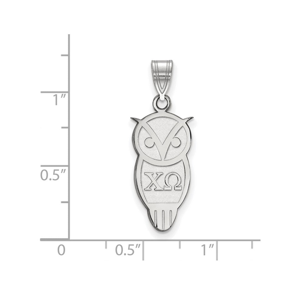 Sterling Silver Rhodium Plated Logoart Chi Omega Sorority Symbol Medium Pendant