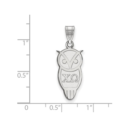 Sterling Silver Rhodium Plated Logoart Chi Omega Sorority Symbol Medium Pendant