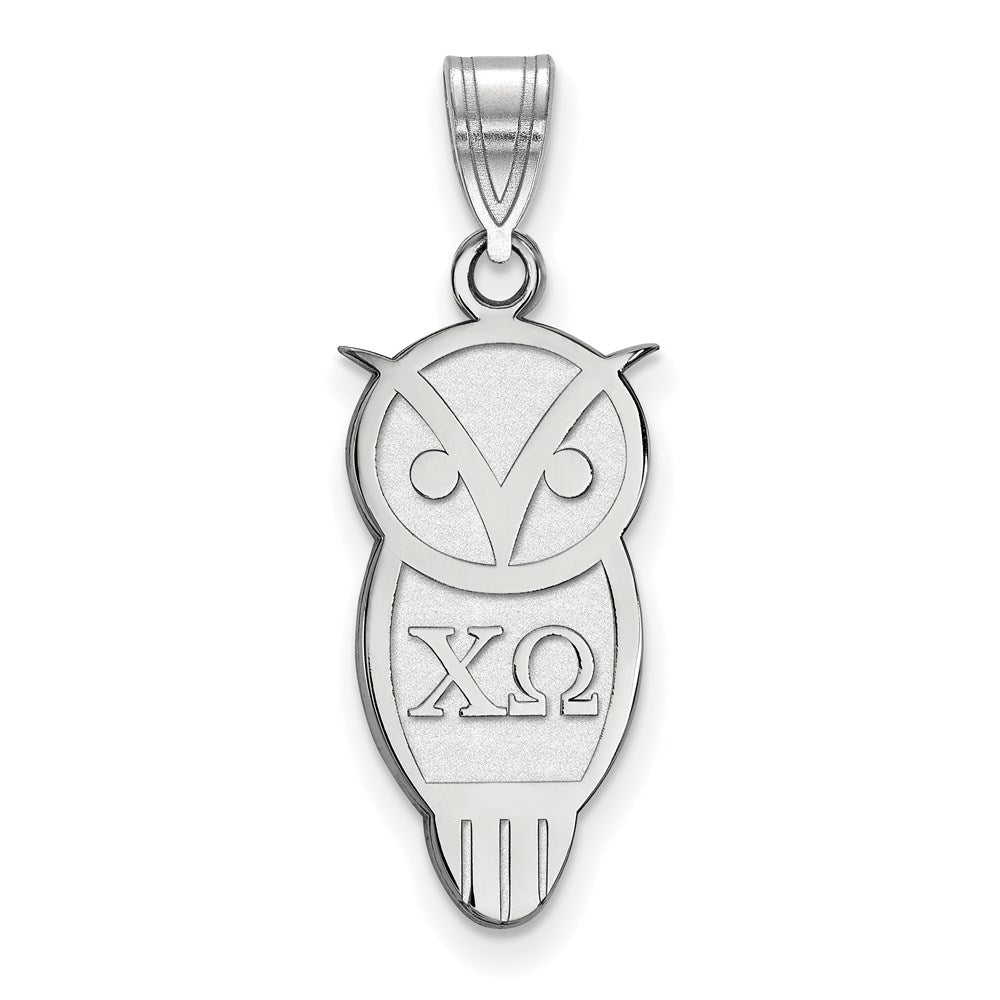 Sterling Silver Rhodium Plated Logoart Chi Omega Sorority Symbol Medium Pendant