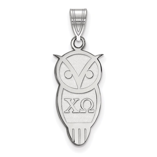 Sterling Silver Rhodium Plated Logoart Chi Omega Sorority Symbol Medium Pendant