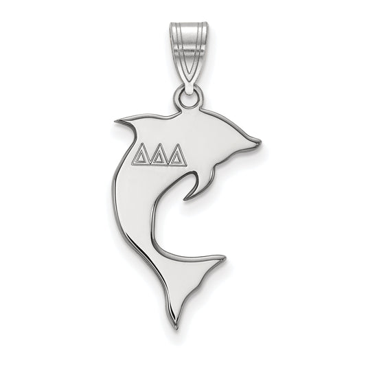 Sterling Silver Rhodium Plated Logoart Delta Sorority Symbol Medium Pendant