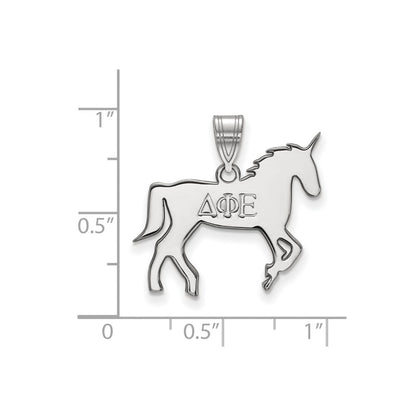 Sterling Silver Rhodium Plated Logoart Delta Phi Epsilon Sorority Symbol Medium Pendant