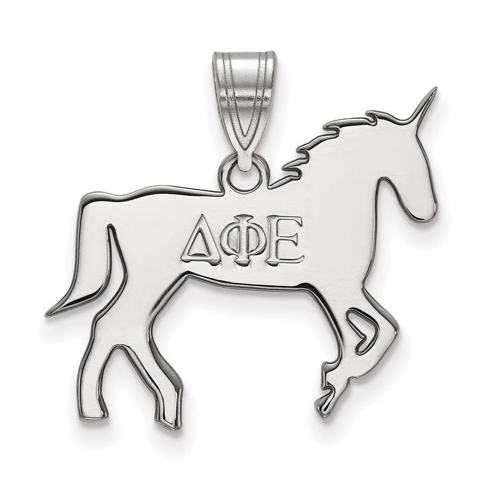 Sterling Silver Rhodium Plated Logoart Delta Phi Epsilon Sorority Symbol Medium Pendant