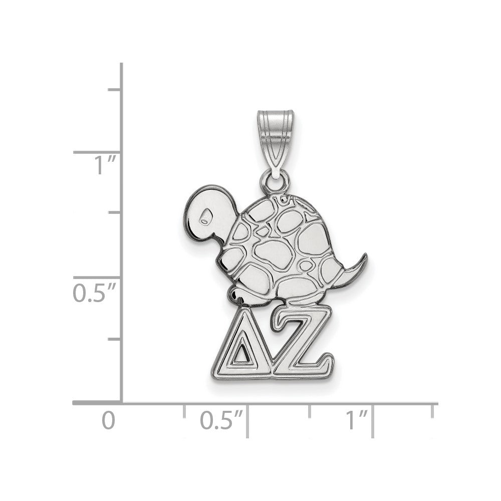 Sterling Silver Rhodium Plated Logoart Delta Zeta Sorority Symbol Medium Pendant