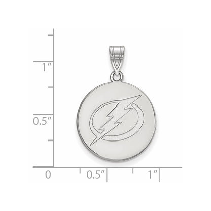 Sterling Silver Rhodium Plated Nhl Logoart Tampa Bay Lightning Large Disc Pendant