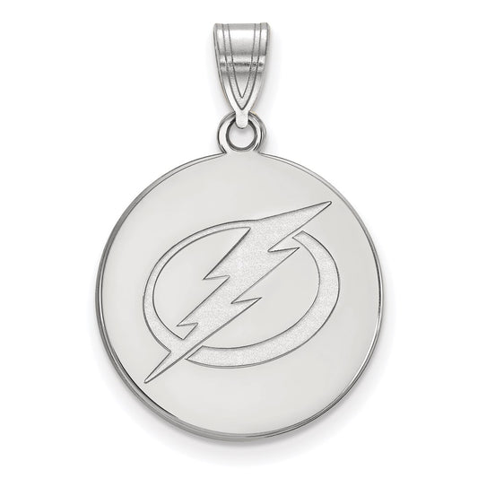 10K White Gold Nhl Logoart Tampa Bay Lightning Large Disc Pendant