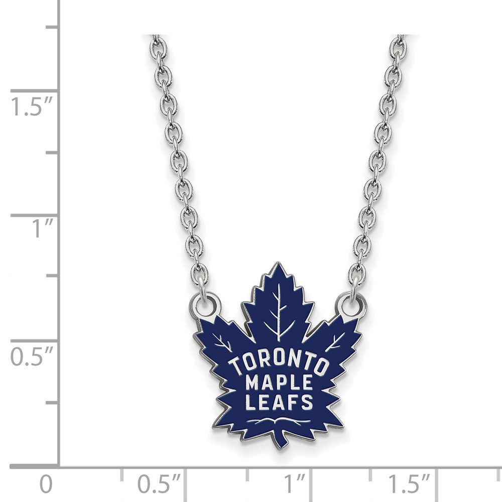 Sterling Silver Rhodium Plated Nhl Logoart Toronto Maple Leafs Large Enameled Pendant 18 Inch Necklace